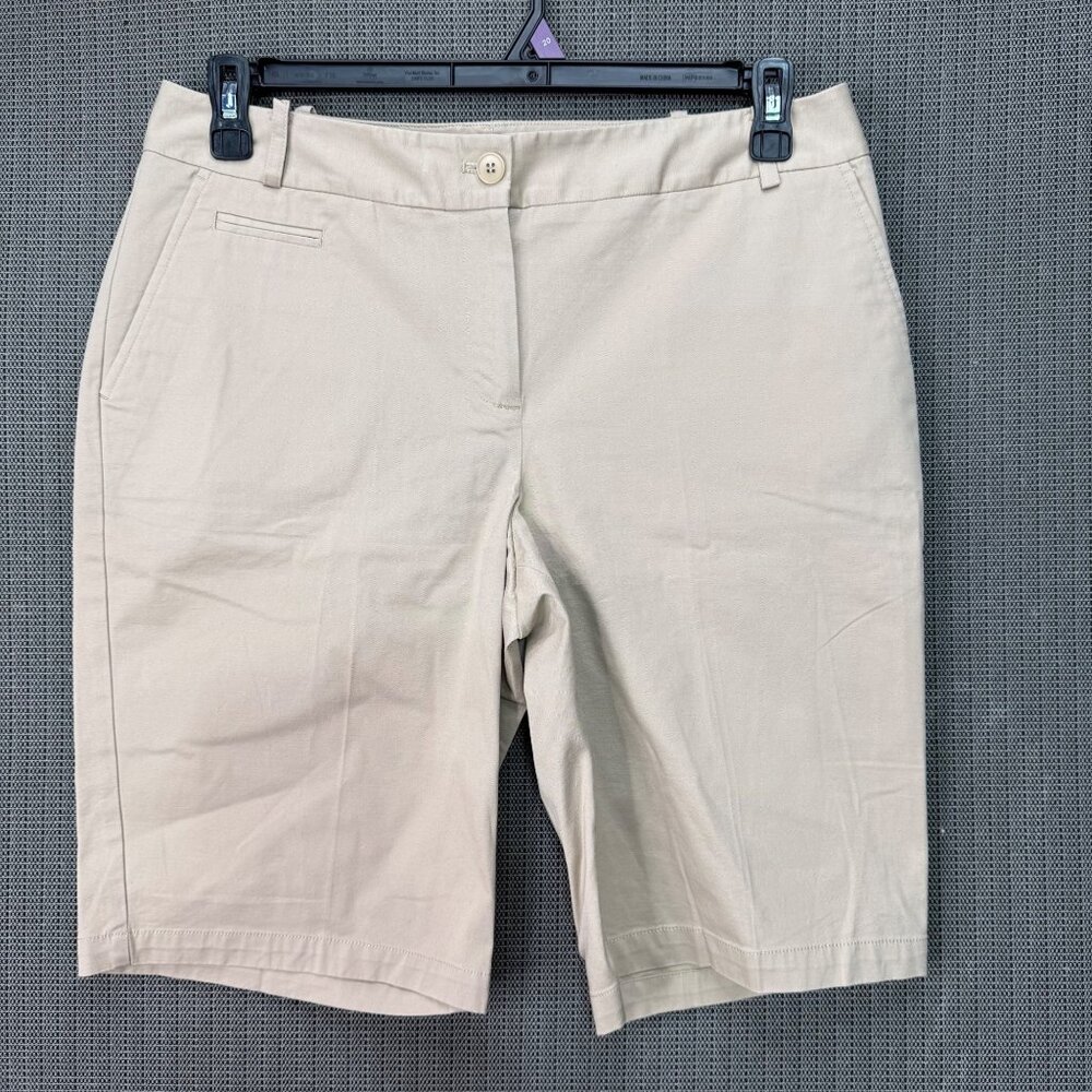 Talbots Womens Size 10 Beige Chino Bermuda Shorts Cotton Blend